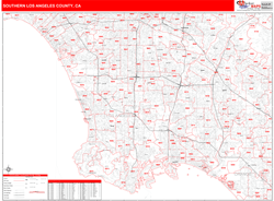 Southern-Los-Angeles-County Red Line<br>Wall Map